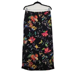 Vintage 90s Maxi Skirt Floral Flowers Black Goth Fairy Cottagecore Whimsy